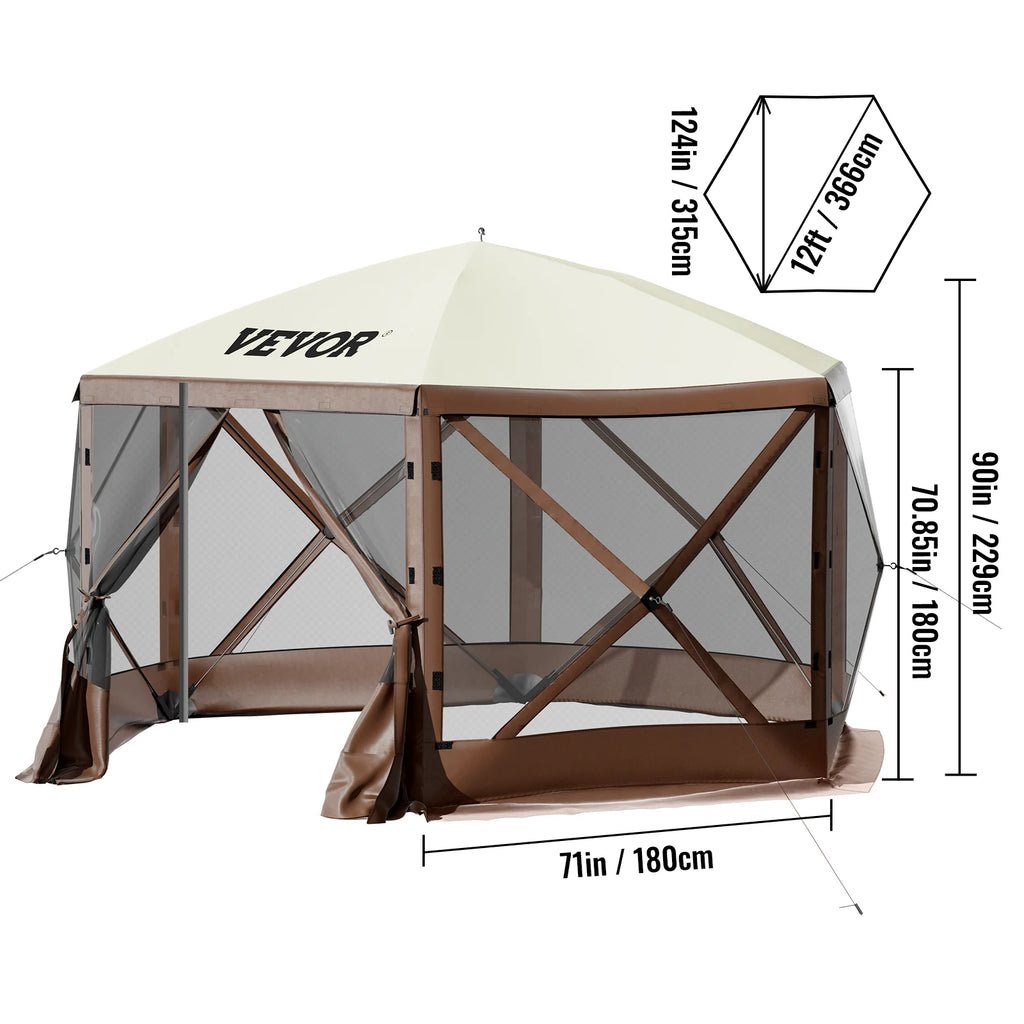 Pop-up Gazebo Shelter 6 Sided 10' x 10'