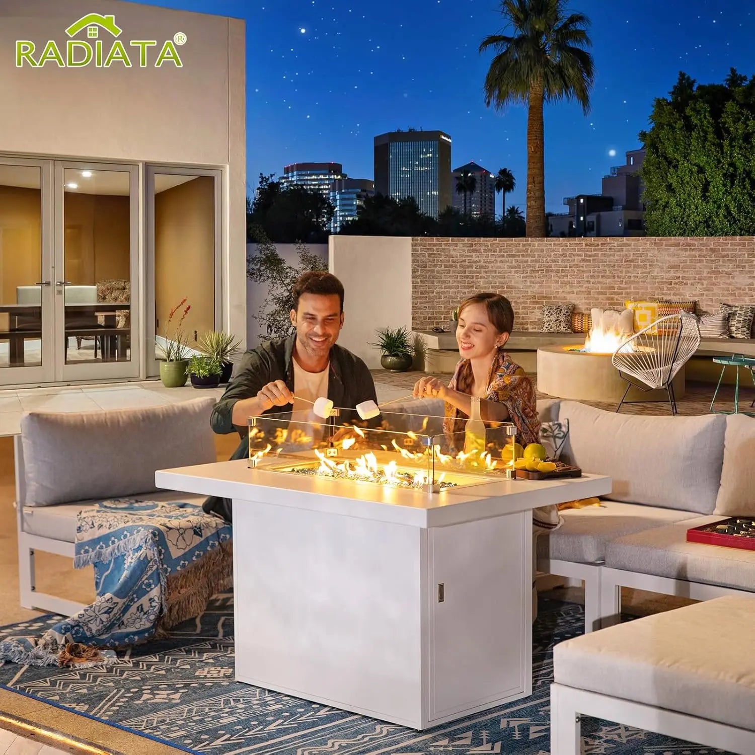 6 Person Large  Outdoor Patio Furniture Set With Fireplace